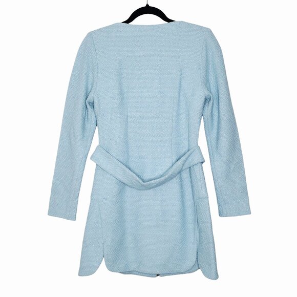 Alexis‎ Elvire Tweed Mini Dress Light Blue Cotton Long Sleeve Zip Front M - Picture 7 of 9